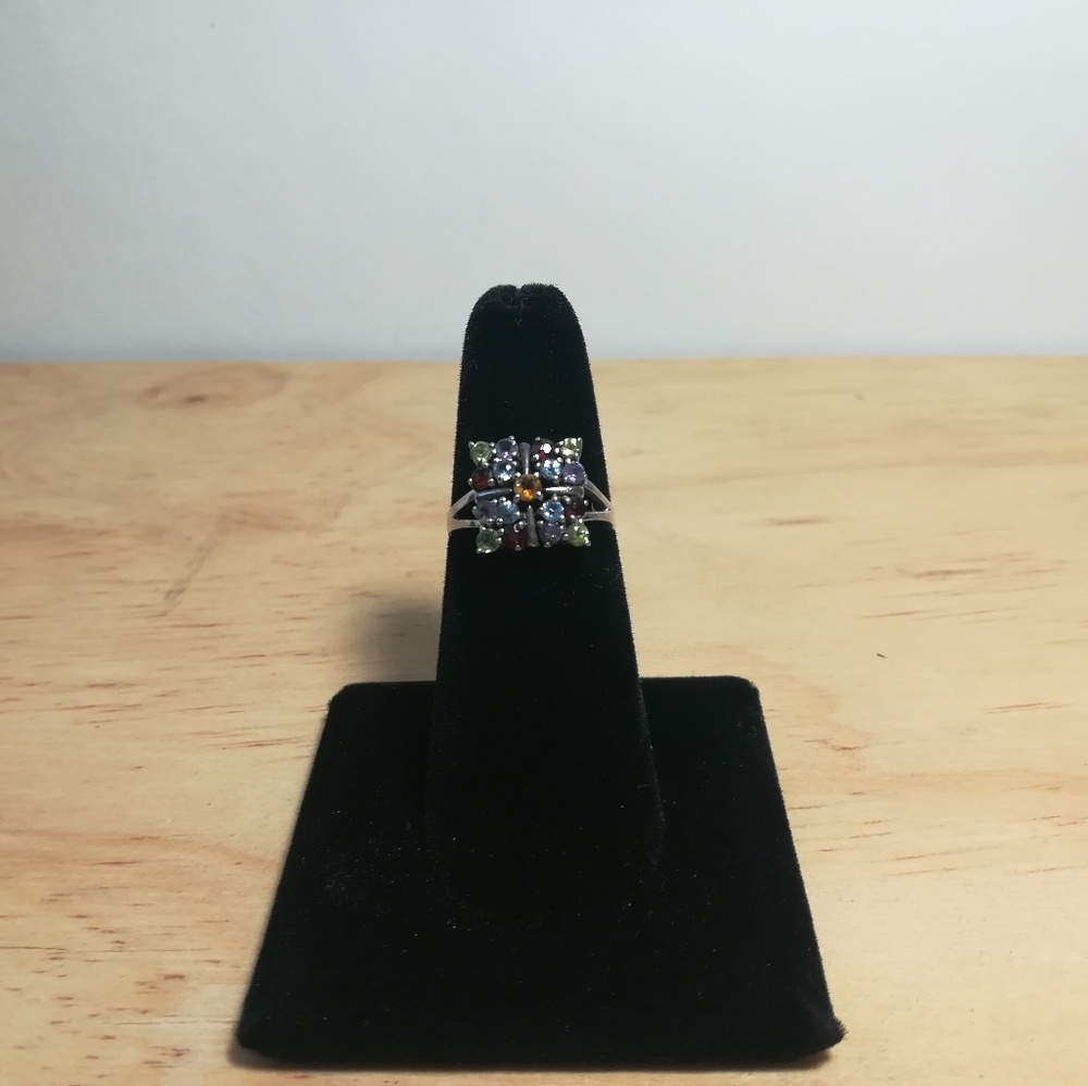 Vintage sterling silver ring with colorful stones